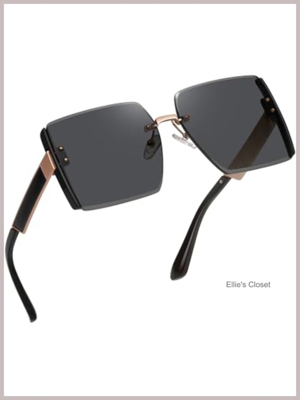 Oversized Rimless Square Sunglasses UV400 Protection